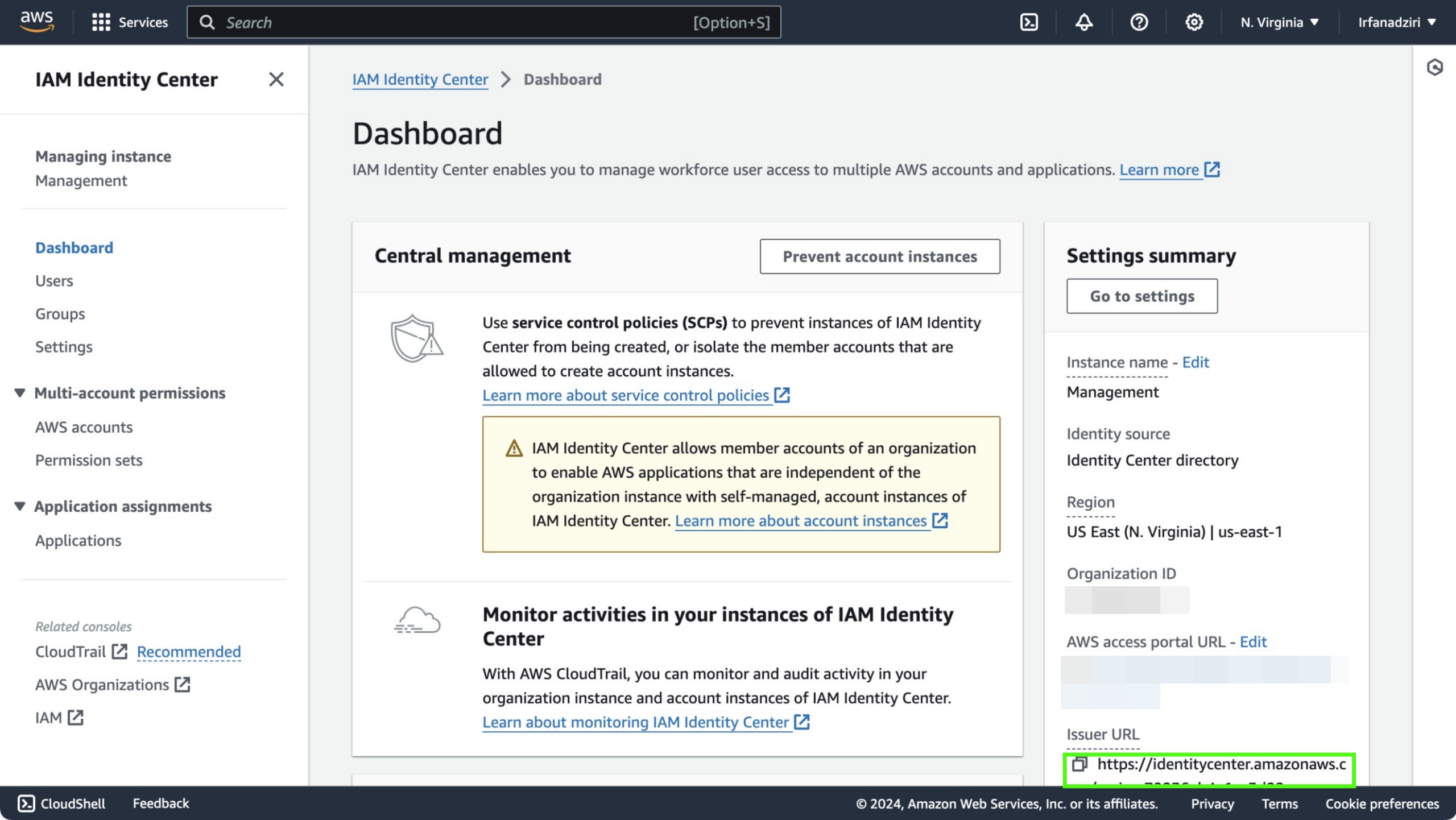 Identity Center Dashboard