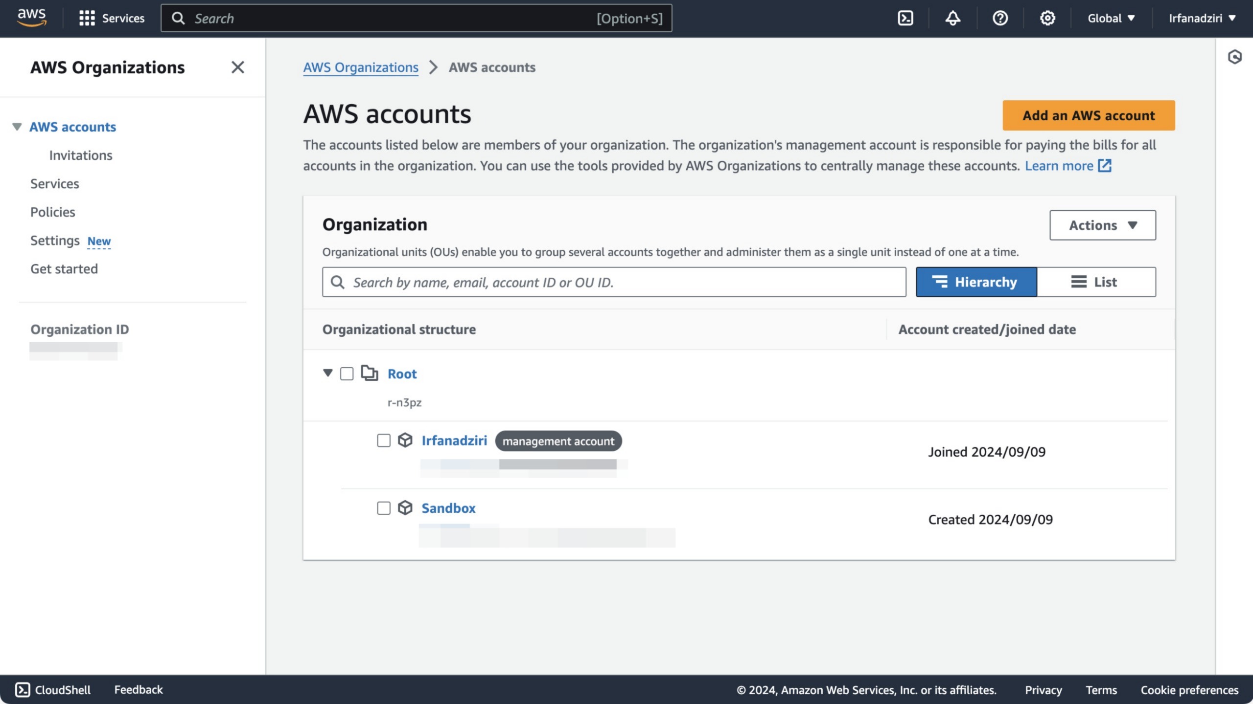 AWS Organizations Dashboard